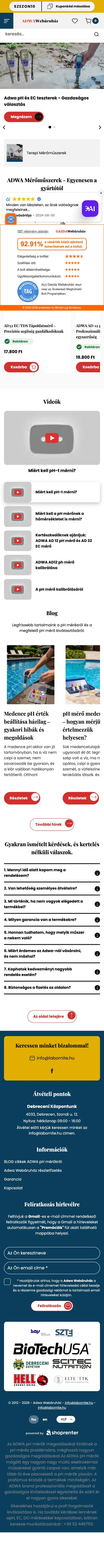 ADWA Webáruház: Főoldal – telefon az átköltözés előtt